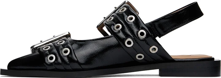 GANNI Black Feminine Buckle Ballerina Flats - Image 3