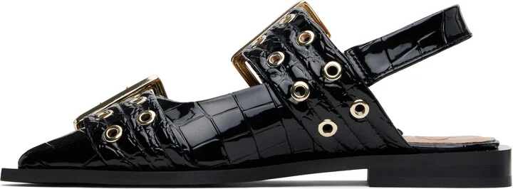 GANNI Black Feminine Buckle Ballerina Flats - Image 3