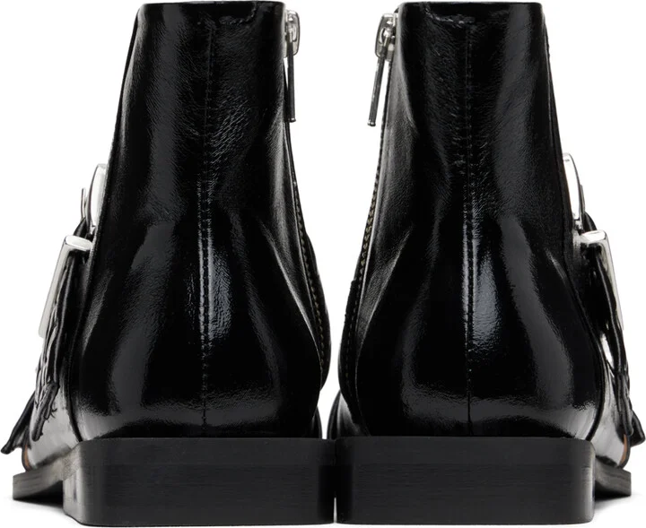 GANNI Black Feminine Buckle Flat Boots - Image 2