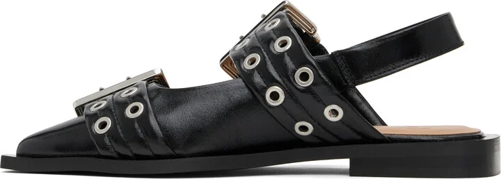 GANNI Black Feminine Buckle Flats - Image 3