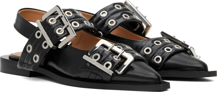 GANNI Black Feminine Buckle Flats - Image 4