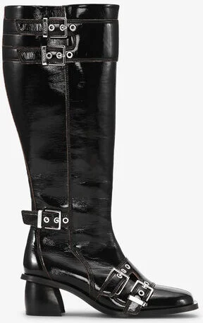 Ganni Black Feminine Buckle High Boots - Image 2