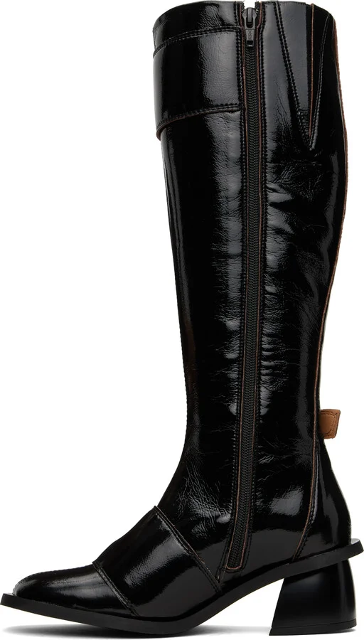 GANNI Black Feminine Buckle High Tall Boots - Image 3