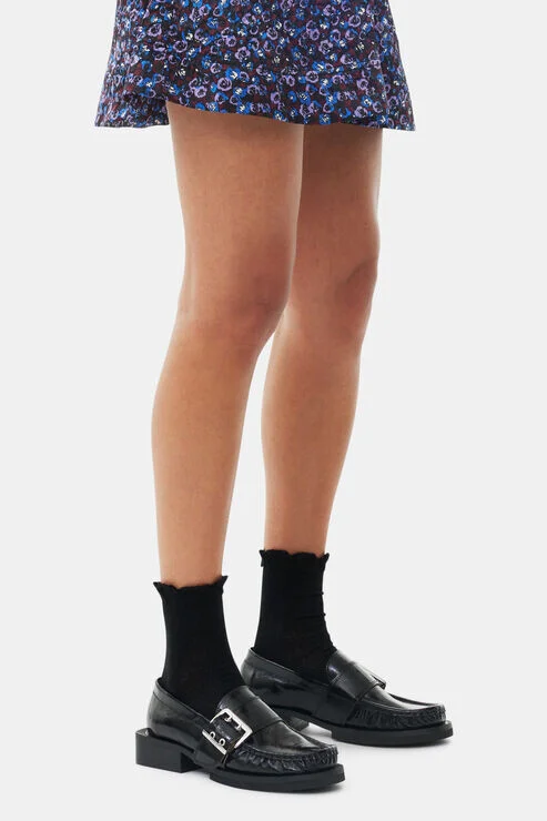 Ganni Black Feminine Buckle Loafers