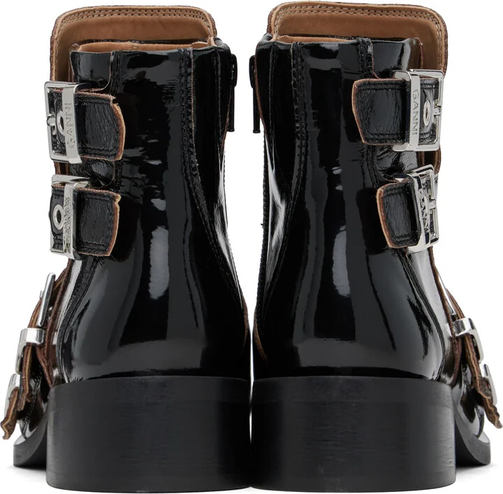 GANNI Black Feminine Buckle Naplack Boots - Image 2