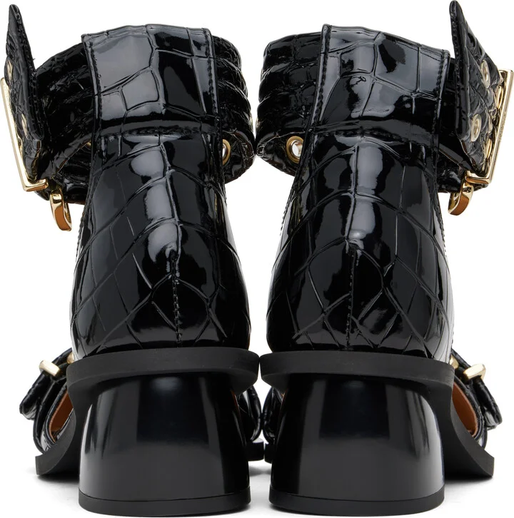GANNI Black Feminine Buckle Open Cut Heels - Image 2