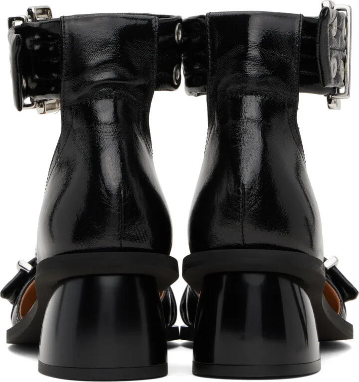 GANNI Black Feminine Buckle Open Cut Heels - Image 2
