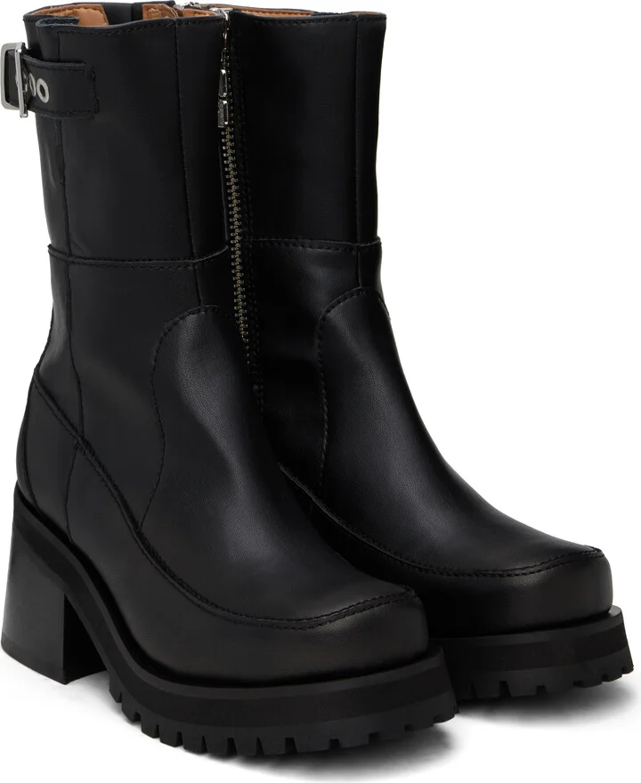 GANNI Black Feminine Buckle Platform Boots - Image 4