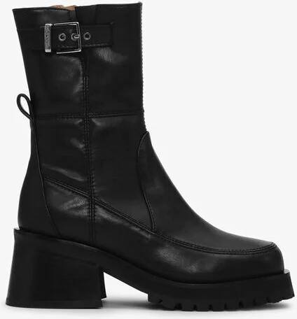 Ganni Black Feminine Buckle Platform Boots