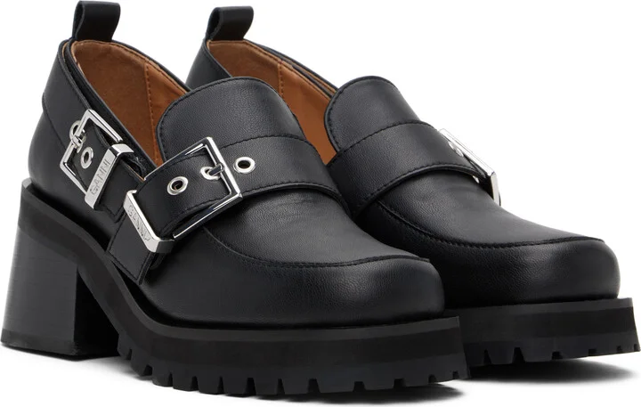 GANNI Black Feminine Buckle Platform Loafers - Image 4