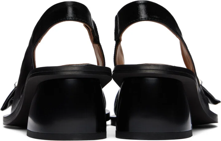 GANNI Black Feminine Buckle Slingback Heels - Image 2