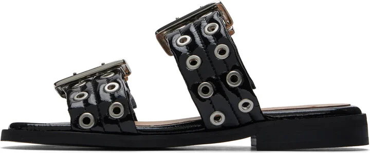 GANNI Black Feminine Buckle Two-Strap Sandals - Image 3