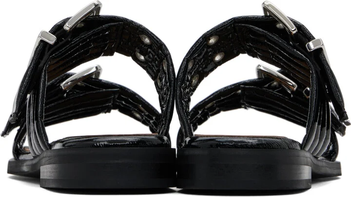 GANNI Black Feminine Buckle Two-Strap Sandals - Image 2