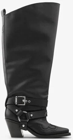 Ganni Black High Shaft Embroidered Western Boots - Image 2