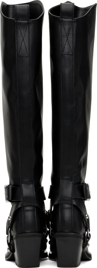 GANNI Black High Shaft Embroidered Western Tall Boots - Image 2