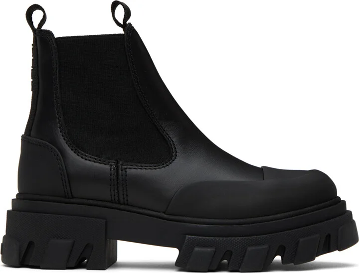 GANNI Black Low Chelsea Boots