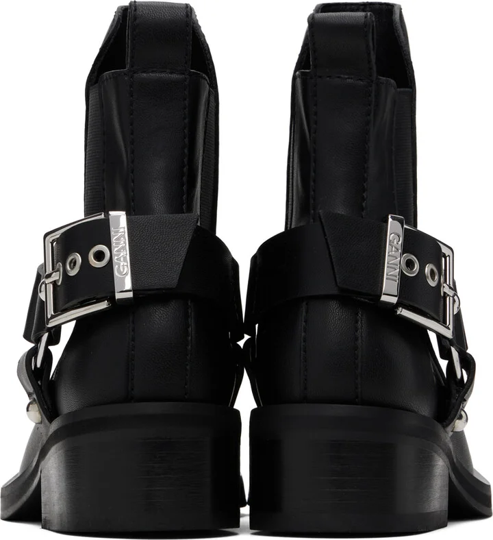 GANNI Black Low Cut Biker Chelsea Boots - Image 2