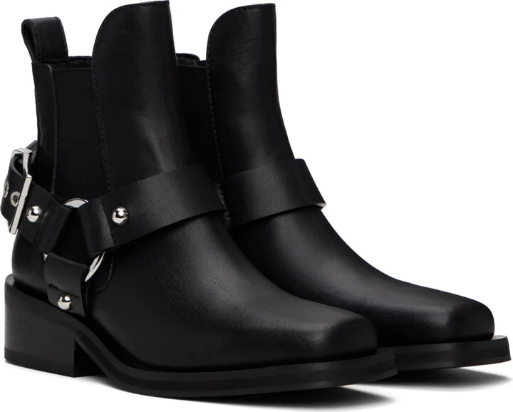 GANNI Black Low Cut Biker Chelsea Boots - Image 4