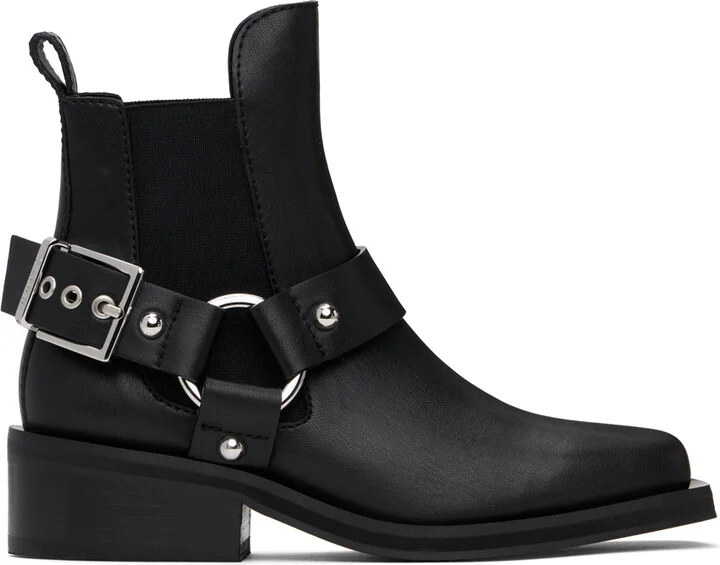GANNI Black Low Cut Biker Chelsea Boots
