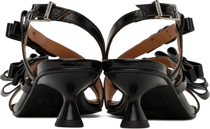 GANNI Black Multi Bow Mid Heeled Sandals - Image 2