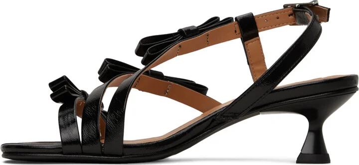 GANNI Black Multi Bow Mid Heeled Sandals - Image 3