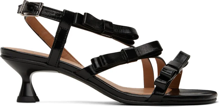 GANNI Black Multi Bow Mid Heeled Sandals