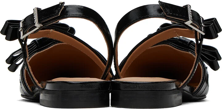 GANNI Black Multi Bow Pointy Cut-Out Ballerina Flats - Image 2