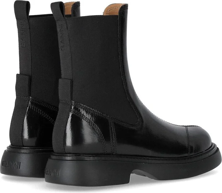 Ganni Black Naplack Mid Chelsea Boot - Image 4