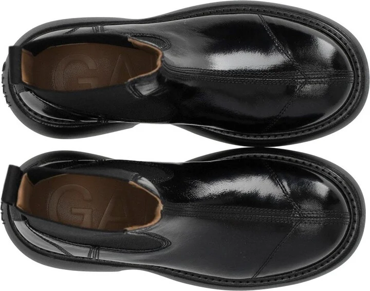 Ganni Black Naplack Mid Chelsea Boot - Image 5