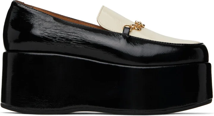 GANNI Black & Off-White Butterfly Chain Platform Loafers