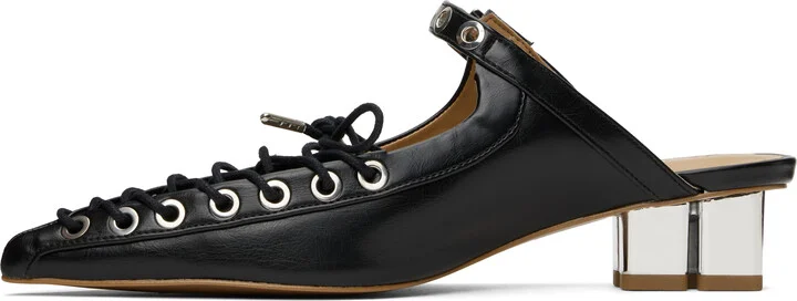 GANNI Black Oleatex Lace-Up Mules - Image 3