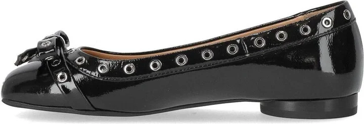 Ganni Black Patent Ballet Flat Shoe With Bows - Image 3
