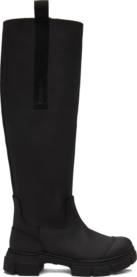 GANNI Black Recycled Rubber Country Boots