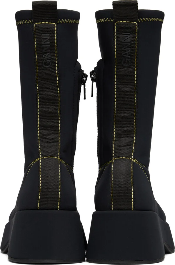 GANNI Black Retro Flatform Sock Boots - Image 2