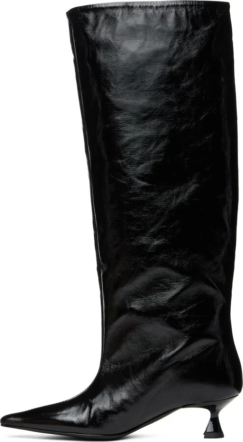 GANNI Black Soft Slouchy High Shaft Boots - Image 3