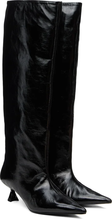 GANNI Black Soft Slouchy High Shaft Boots - Image 4