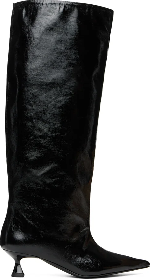 GANNI Black Soft Slouchy High Shaft Boots