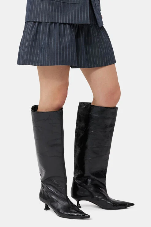 Ganni Black Soft Slouchy High Shaft Boots