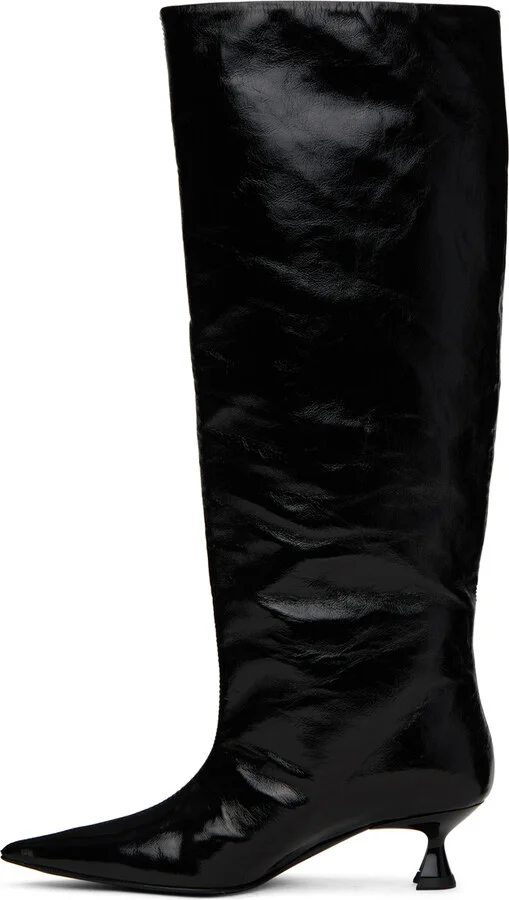 GANNI Black Soft Slouchy Tall Boots - Image 3