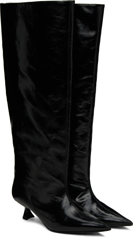 GANNI Black Soft Slouchy Tall Boots - Image 4
