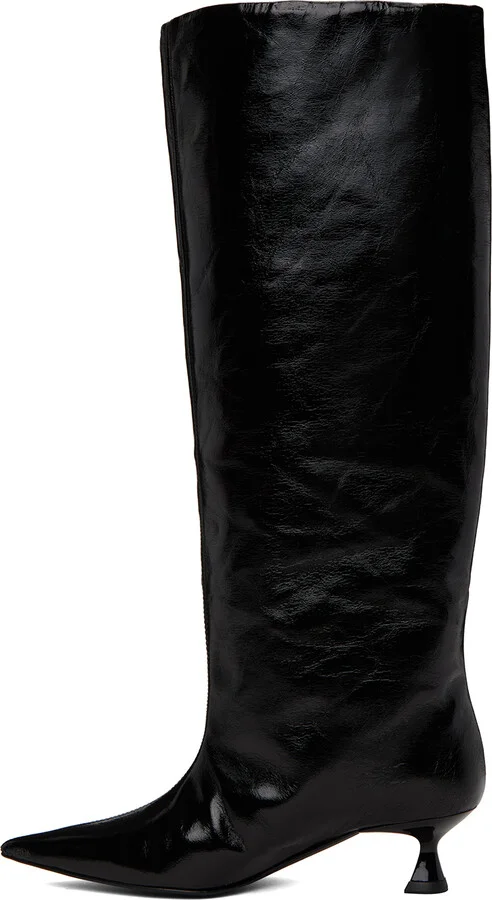 GANNI Black Soft Slouchy Tall Boots - Image 3