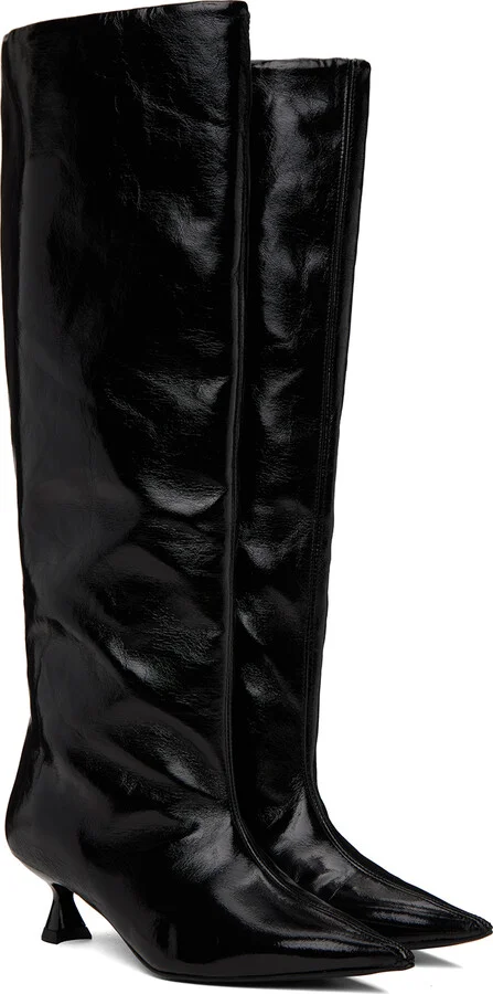 GANNI Black Soft Slouchy Tall Boots - Image 4