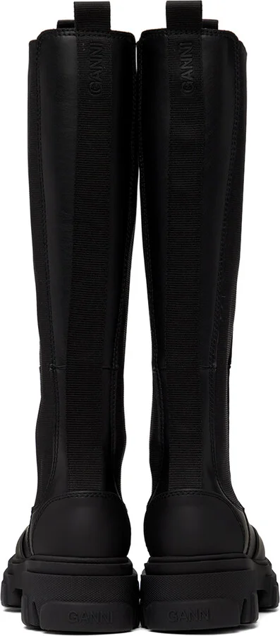 GANNI Black Stitch Cleated High Chelsea Boots - Image 2