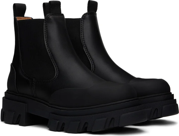 GANNI Black Stitch Cleated Low Chelsea Boots - Image 4