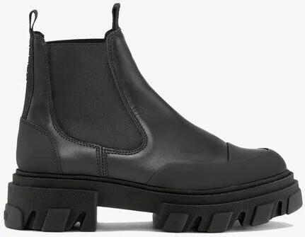 Ganni Black Stitch Cleated Low Chelsea Boots