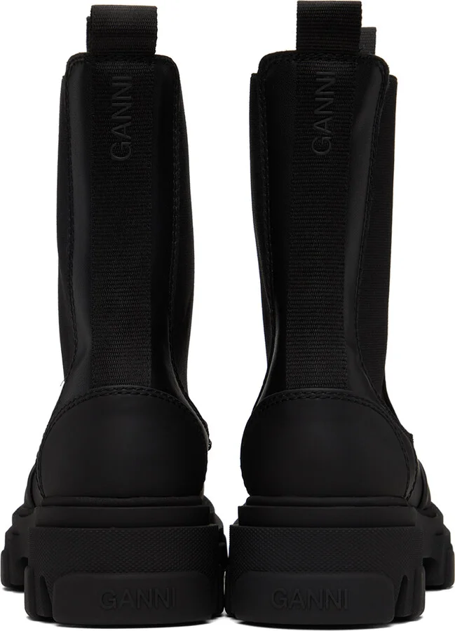 GANNI Black Stitch Cleated Mid Chelsea Boots - Image 2