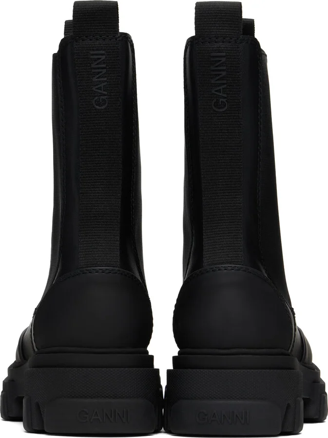 GANNI Black Stitch Cleated Mid Chelsea Boots - Image 2