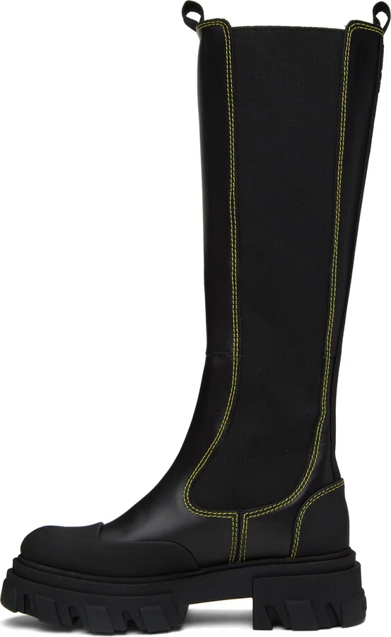 GANNI Black Stitched Chelsea Boots - Image 3