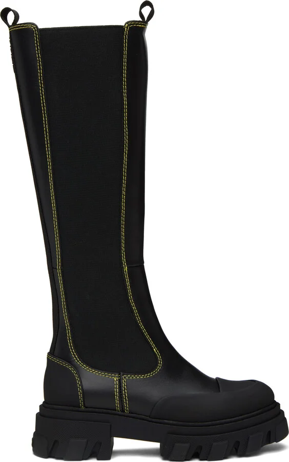 GANNI Black Stitched Chelsea Boots