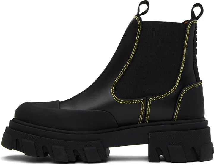 GANNI Black Stitching Chelsea Boots - Image 3